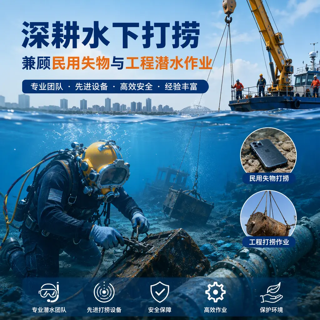 深耕水下打捞，兼顾民用失物与工程潜水作业坊子